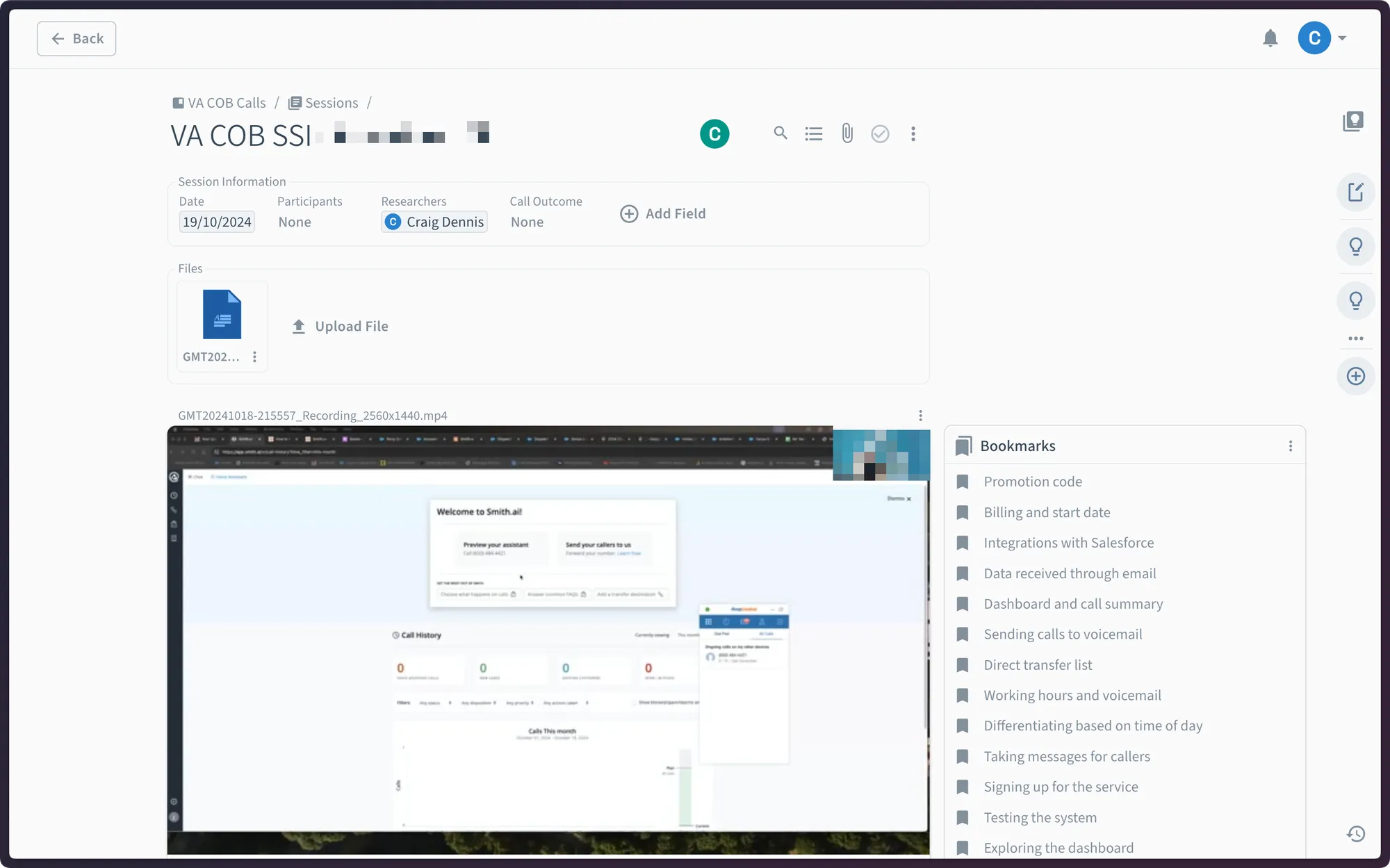 Research conversation analysis with the customer onboarding team