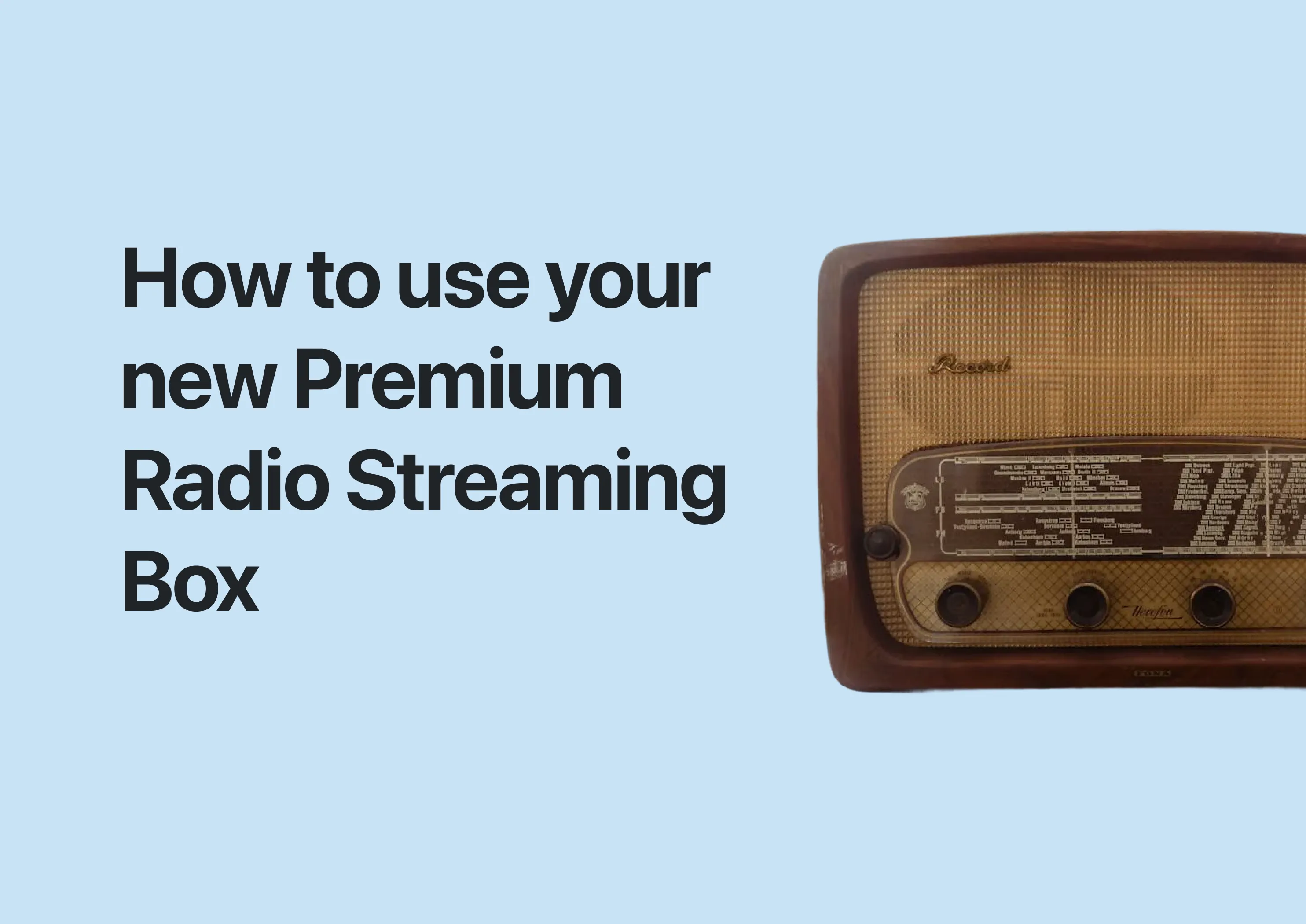 Card front: With intro text and the image of an old radio on the right